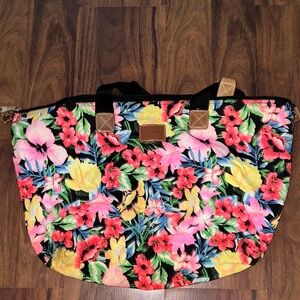 PINK Victoria's Secret Tropical Floral Tote - Black and Multicolor
